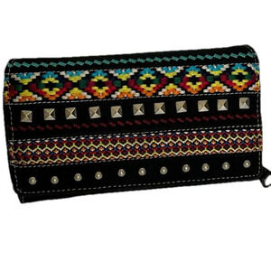 Montana West Black Embroidered Aztec Wallet